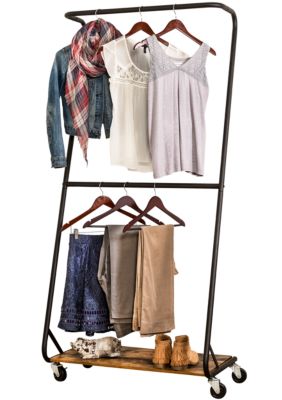 Rustic Z-Frame Double Bar Garment Rack