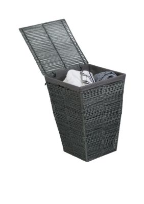 Dark Gray/White Collapsible Rubber Laundry Baskets (Set of 2)