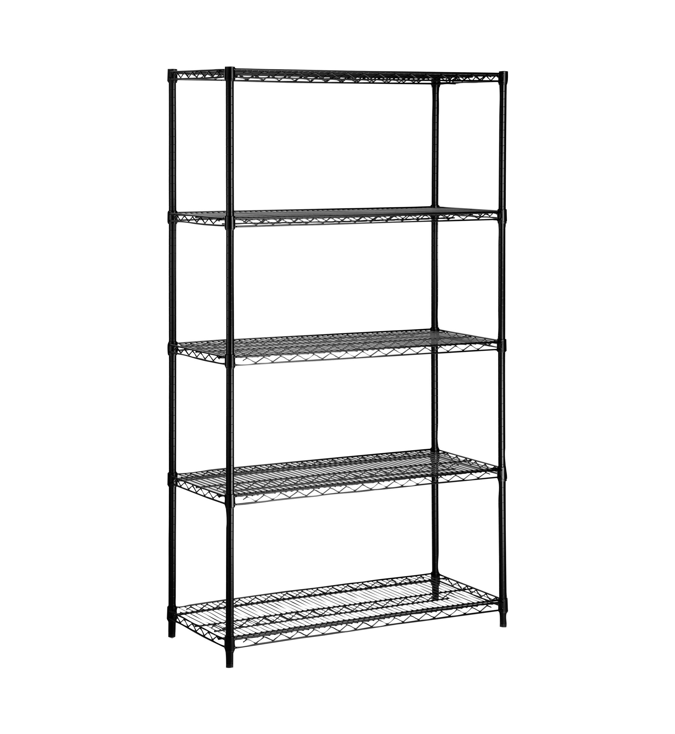 5-Tier Heavy-Duty Adjustable Shelving Unit With 350-lb Shelf Capacity, Black