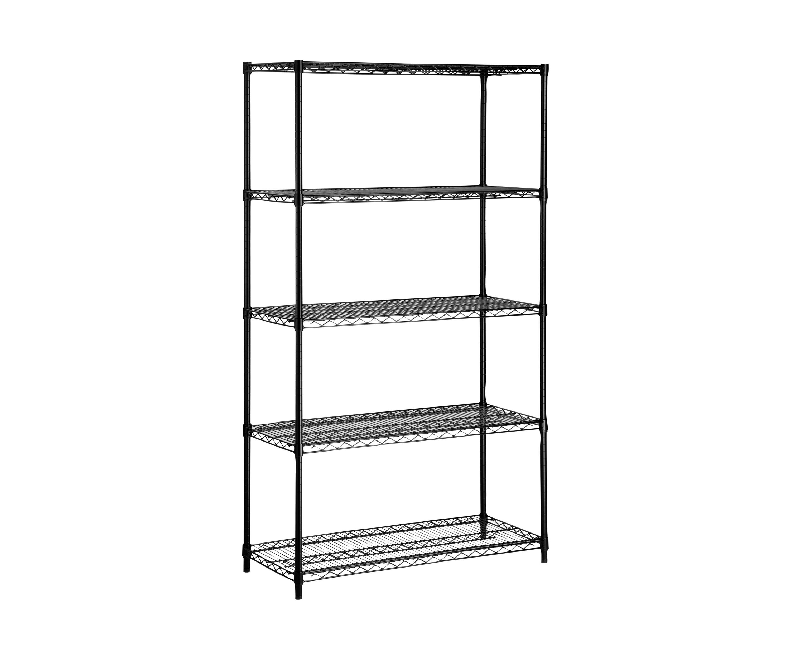 5-Tier Heavy-Duty Adjustable Shelving Unit With 350-lb Shelf Capacity, Black