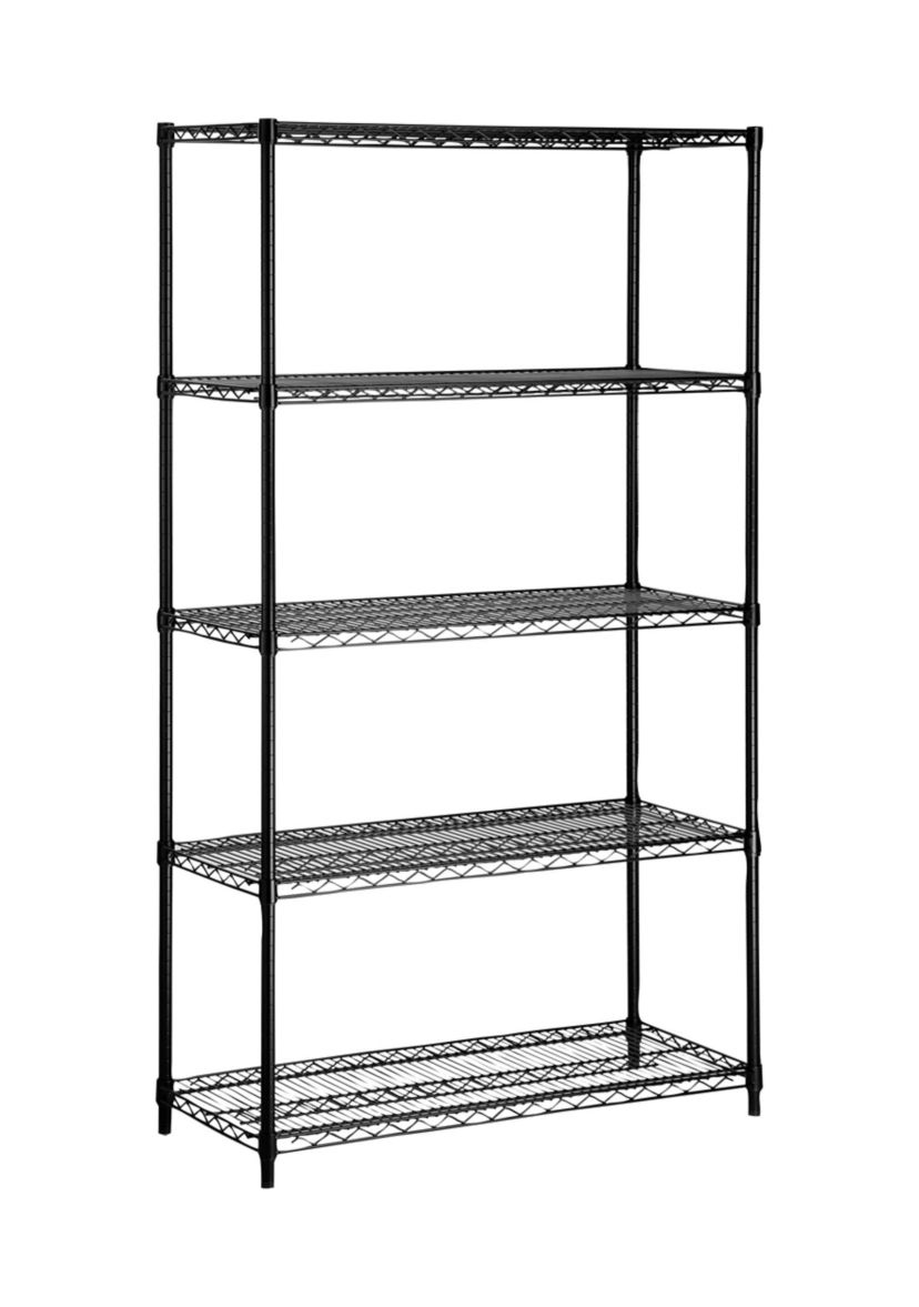 5-Tier Heavy-Duty Adjustable Shelving Unit With 350-lb Shelf Capacity, Black