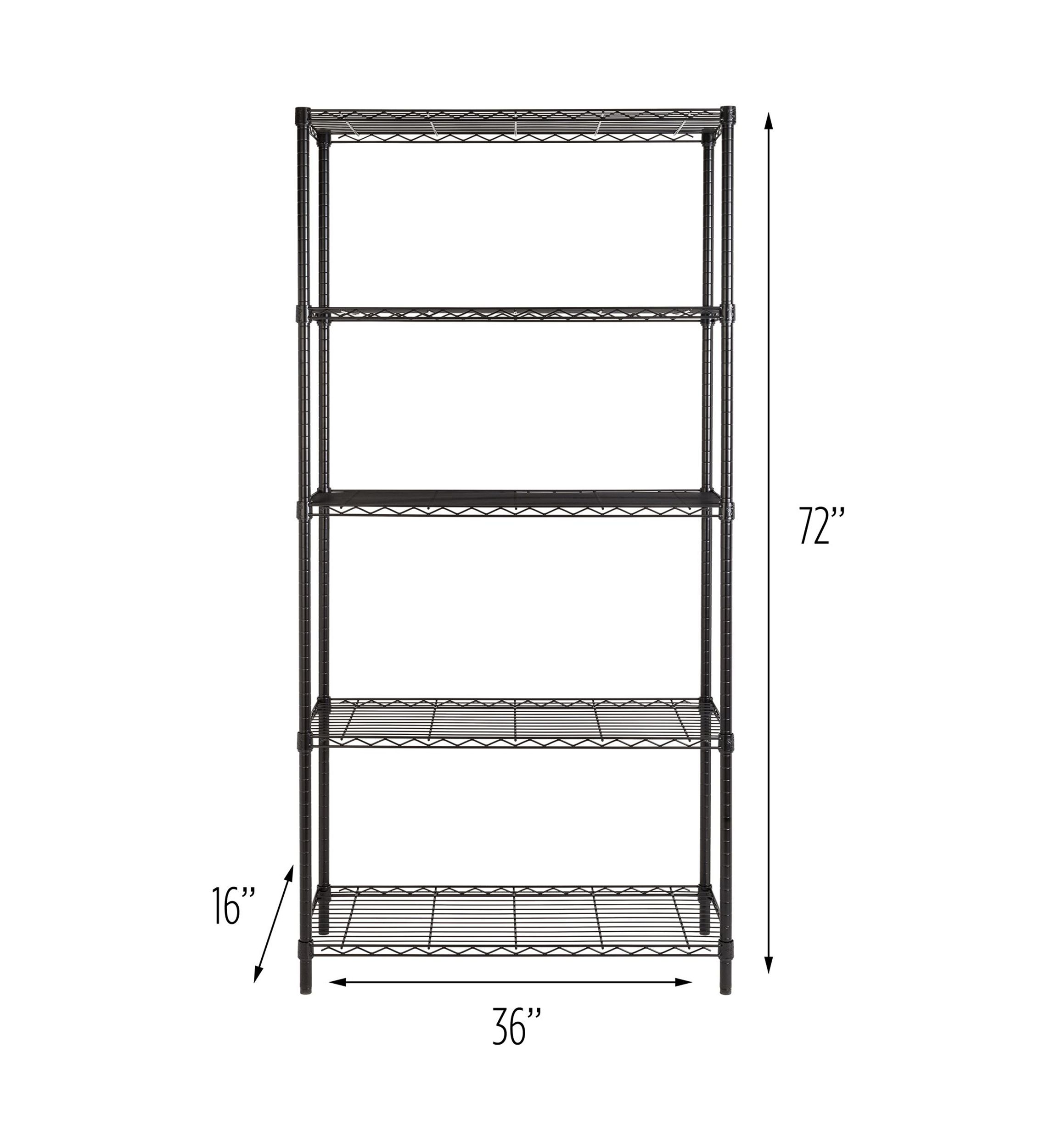 5-Tier Heavy-Duty Adjustable Shelving Unit With 350-lb Shelf Capacity, Black