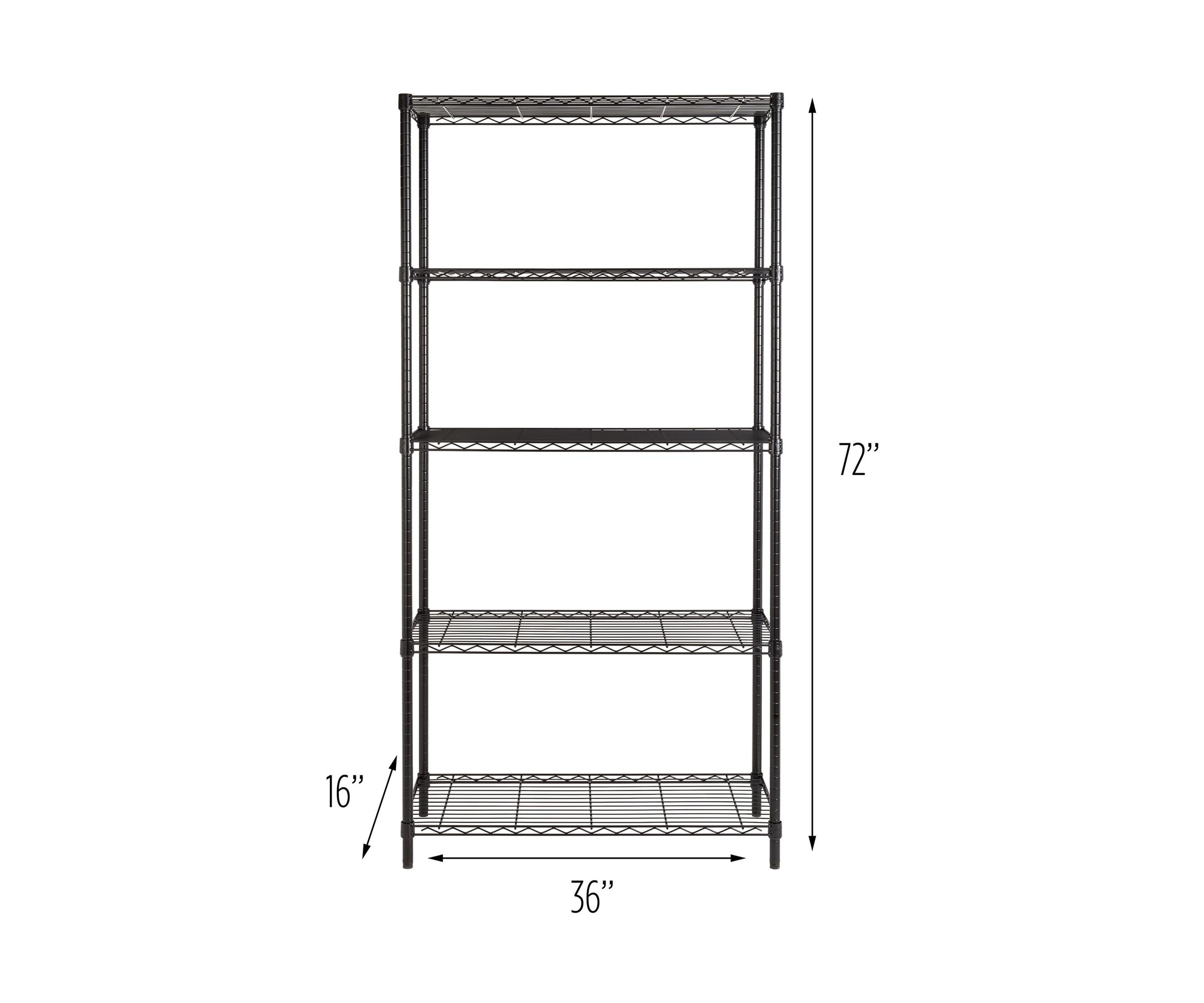 5-Tier Heavy-Duty Adjustable Shelving Unit With 350-lb Shelf Capacity, Black