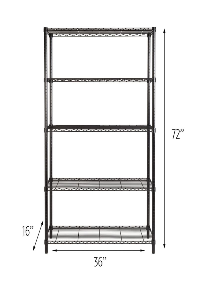 5-Tier Heavy-Duty Adjustable Shelving Unit With 350-lb Shelf Capacity, Black