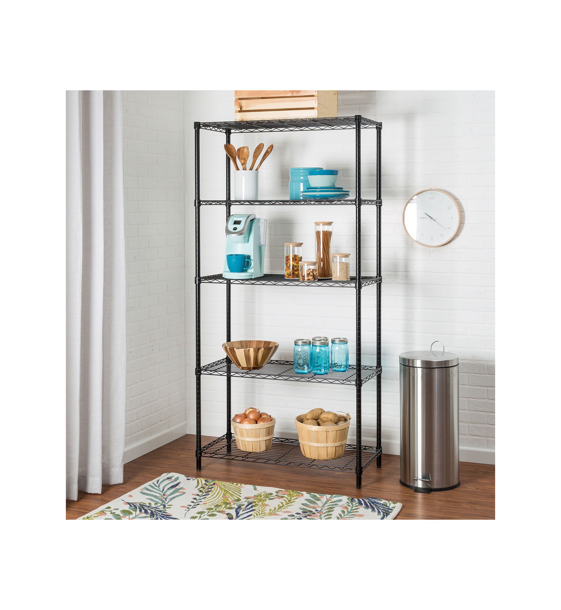 5-Tier Heavy-Duty Adjustable Shelving Unit With 350-lb Shelf Capacity, Black