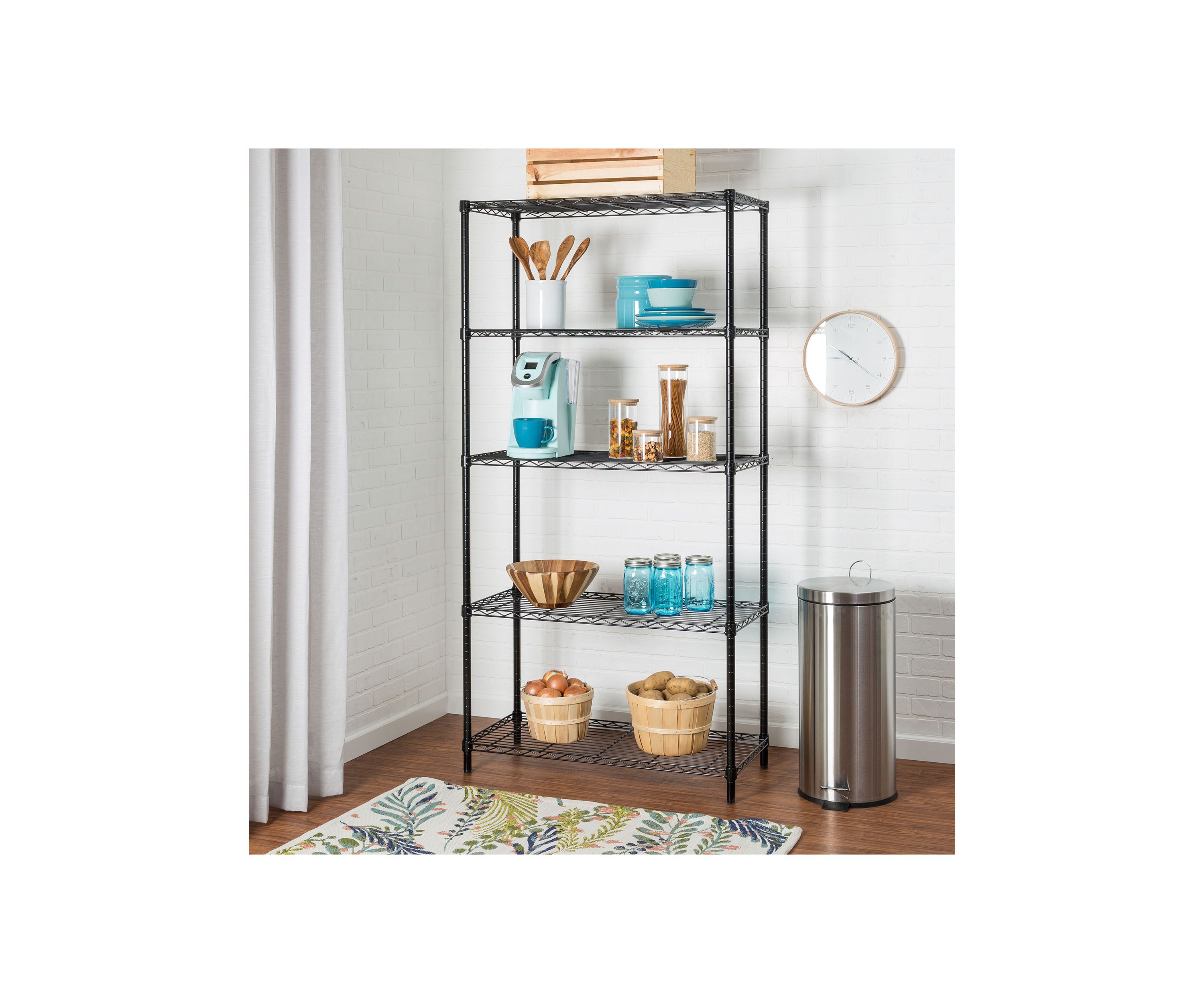 5-Tier Heavy-Duty Adjustable Shelving Unit With 350-lb Shelf Capacity, Black