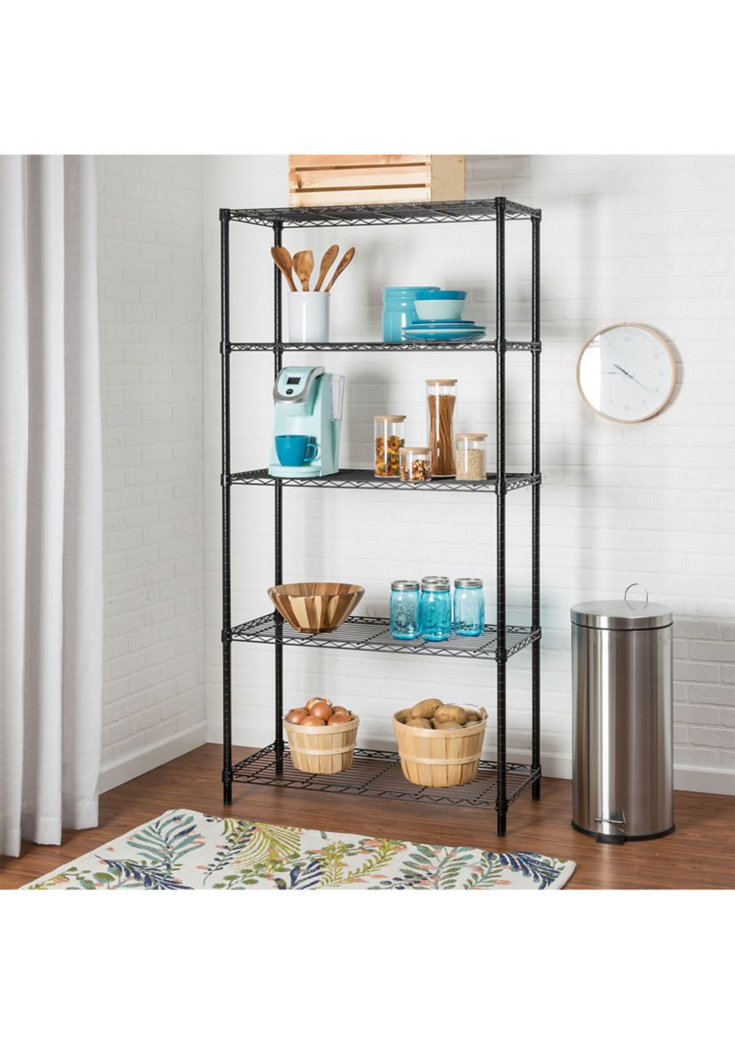 5-Tier Heavy-Duty Adjustable Shelving Unit With 350-lb Shelf Capacity, Black