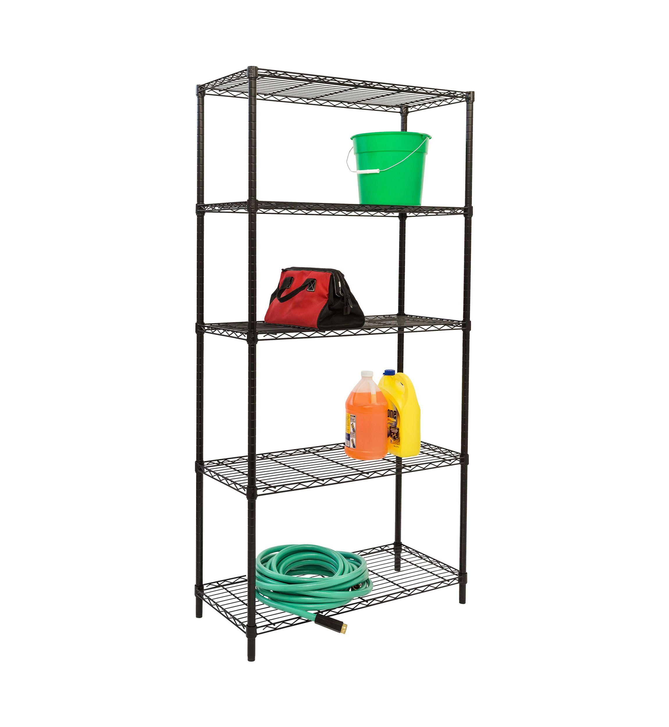 5-Tier Heavy-Duty Adjustable Shelving Unit With 350-lb Shelf Capacity, Black