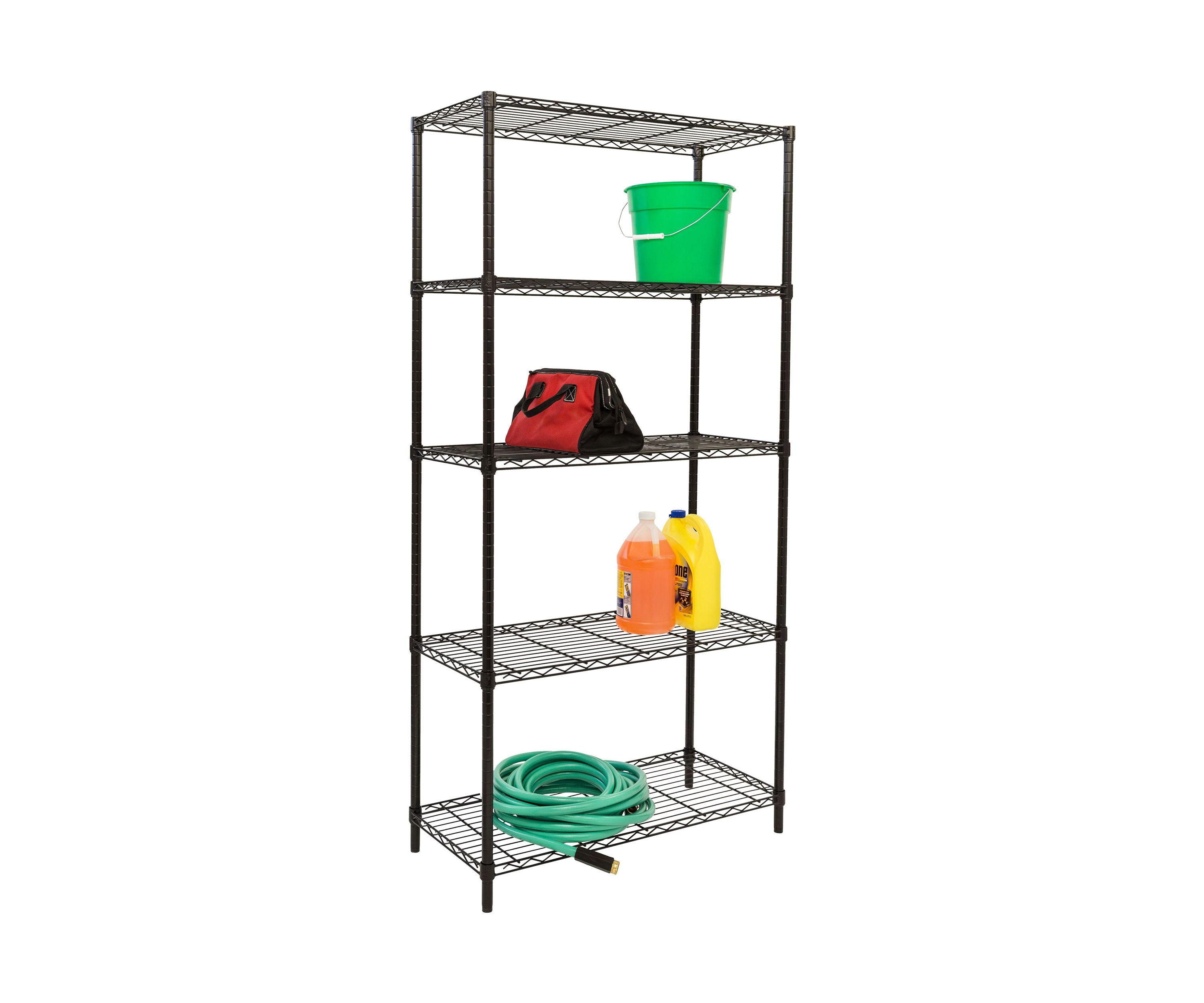 5-Tier Heavy-Duty Adjustable Shelving Unit With 350-lb Shelf Capacity, Black