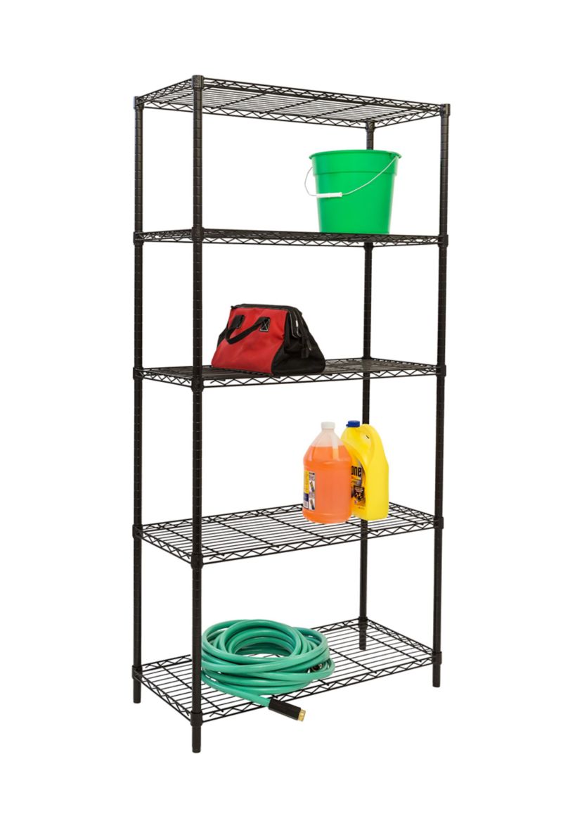 5-Tier Heavy-Duty Adjustable Shelving Unit With 350-lb Shelf Capacity, Black