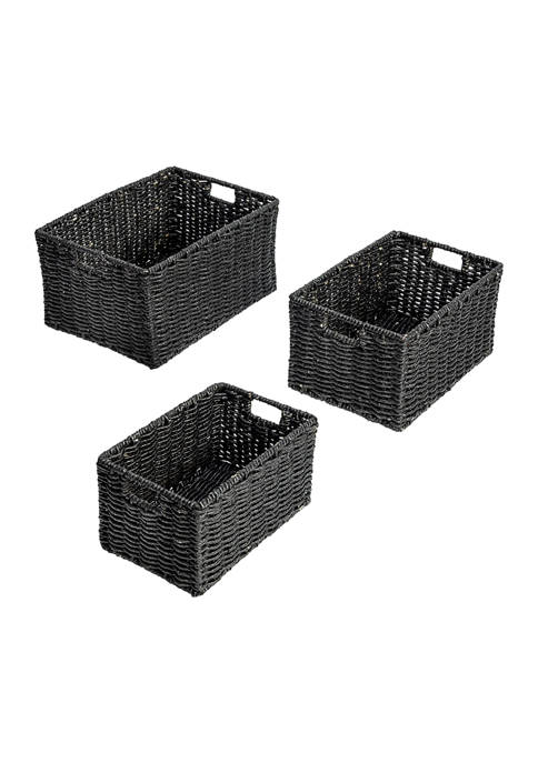 Honey-Can-Do 3-Piece Maize Baskets, Black