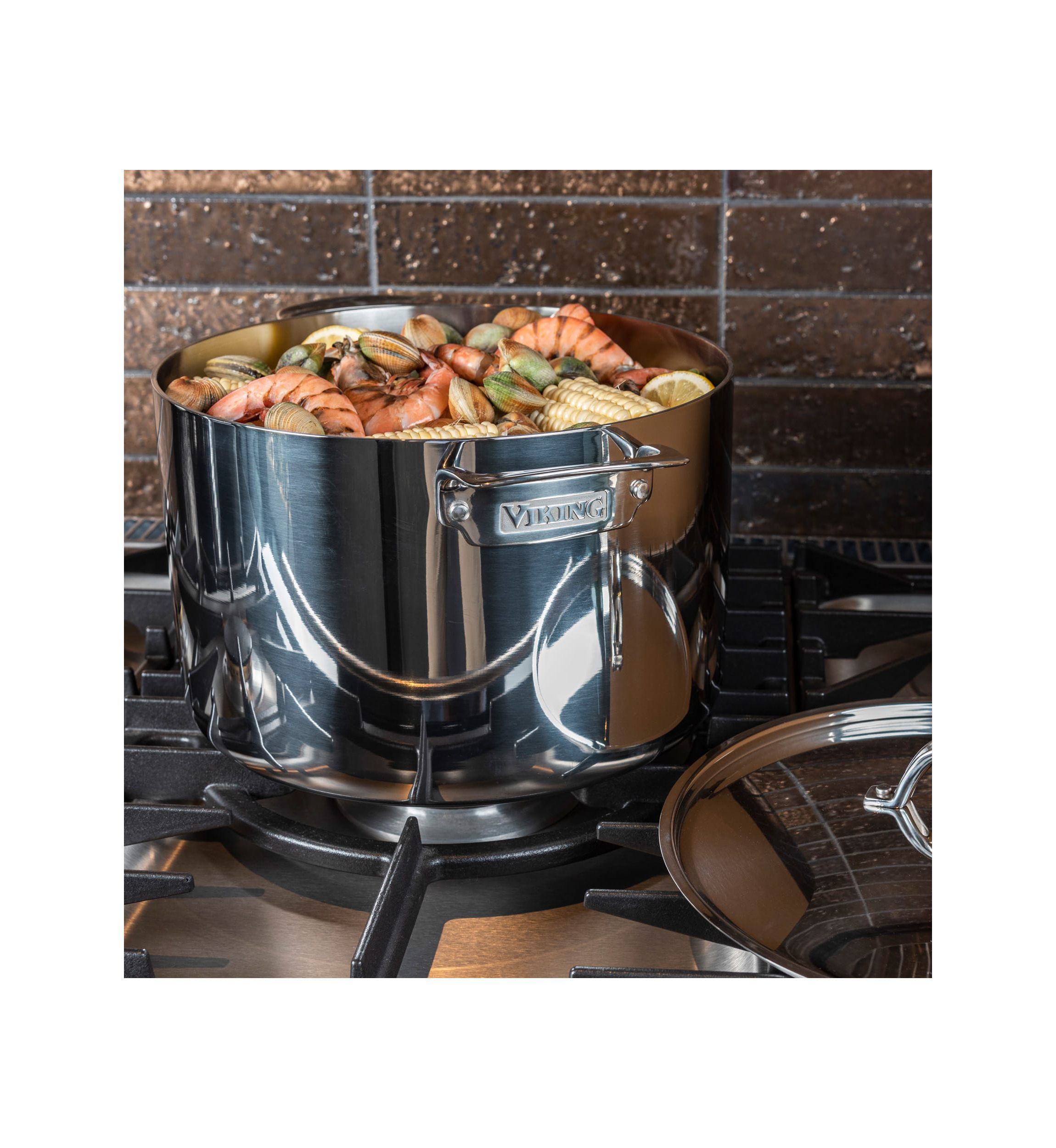 3Ply 12 Quart Stainless Steel Stock Pot with Metal Lid