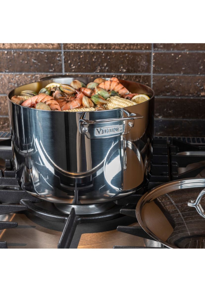 3Ply 12 Quart Stainless Steel Stock Pot with Metal Lid