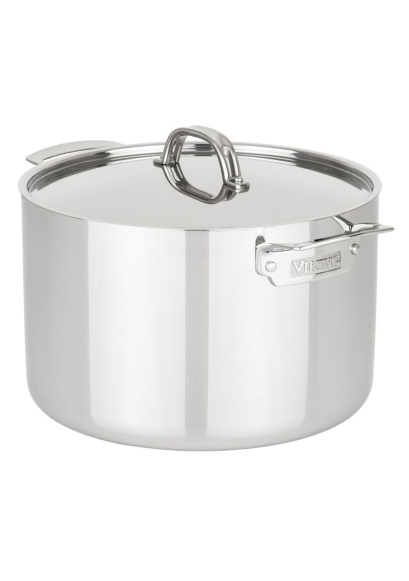 3Ply 12 Quart Stainless Steel Stock Pot with Metal Lid