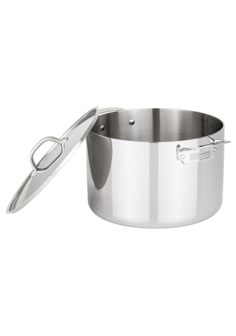 3Ply 12 Quart Stainless Steel Stock Pot with Metal Lid
