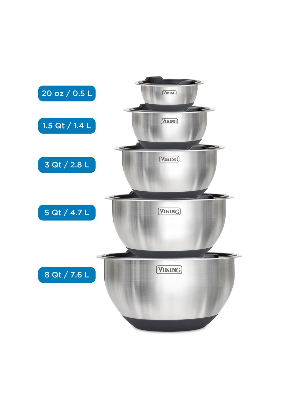 10pc Stainless Steel Mixing Bowl Set