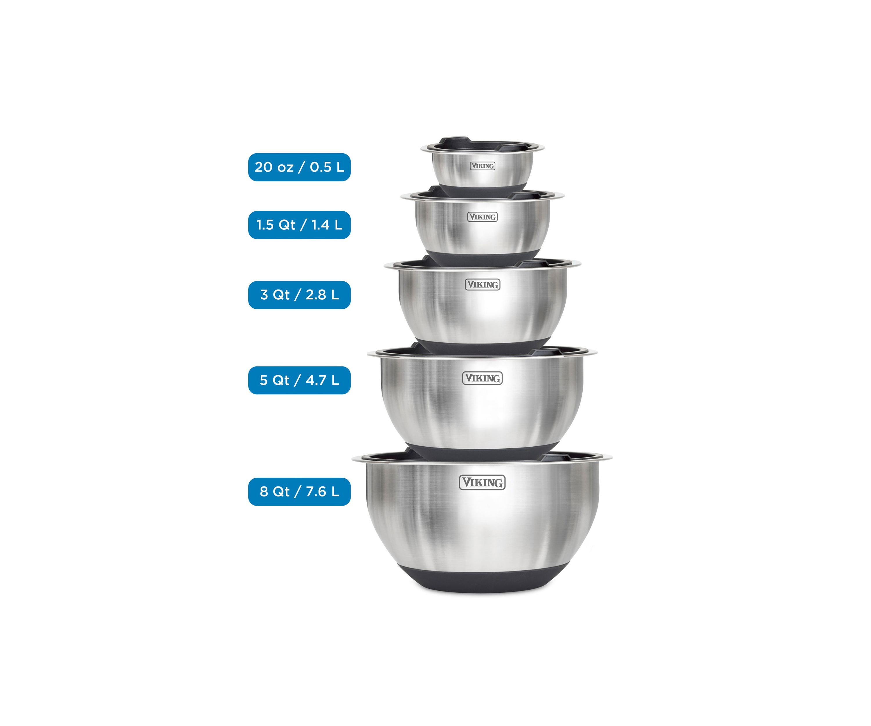 10pc Stainless Steel Mixing Bowl Set