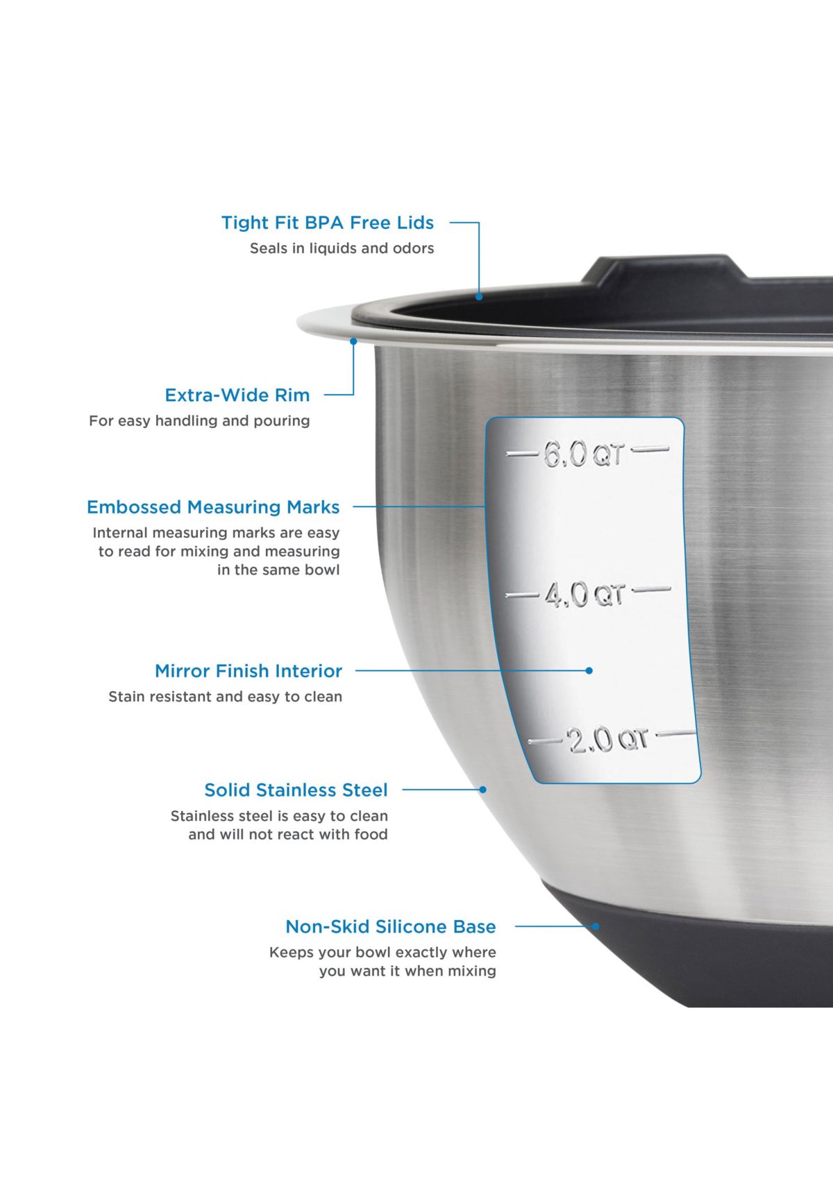 10pc Stainless Steel Mixing Bowl Set