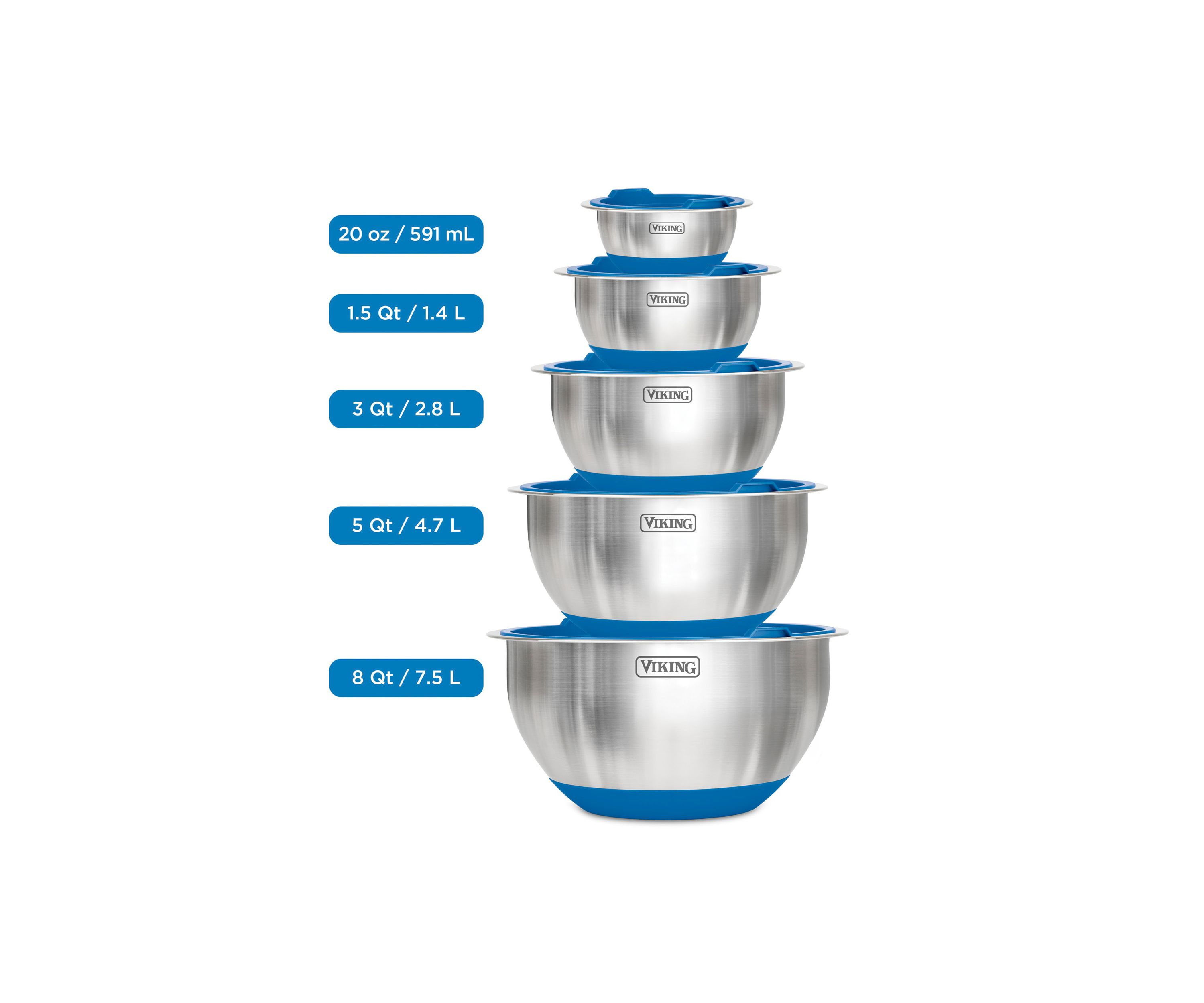 10pc Stainless Steel Mixing Bowl Set