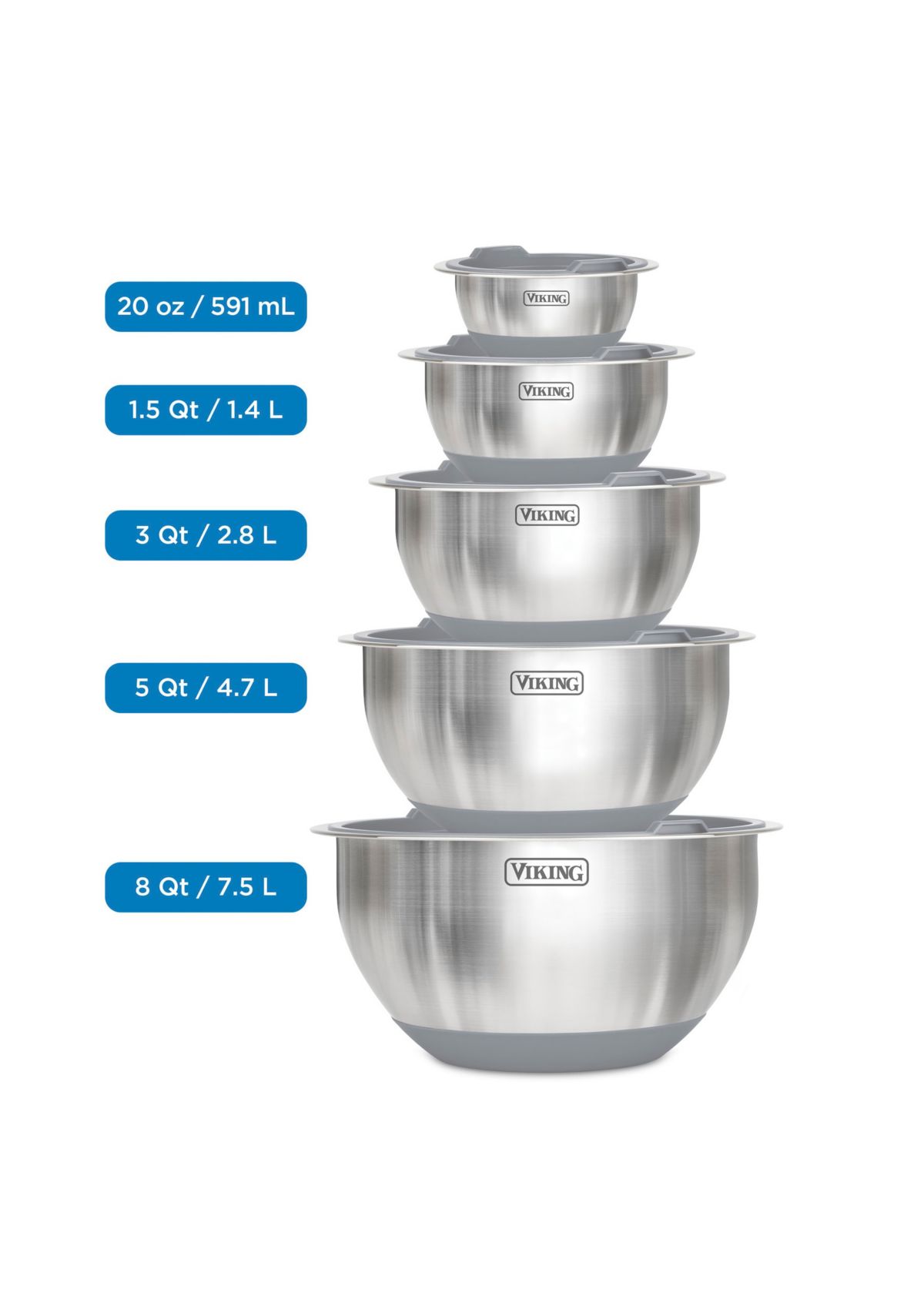 10pc Stainless Steel Mixing Bowl Set