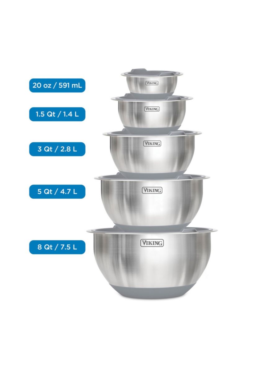 10pc Stainless Steel Mixing Bowl Set