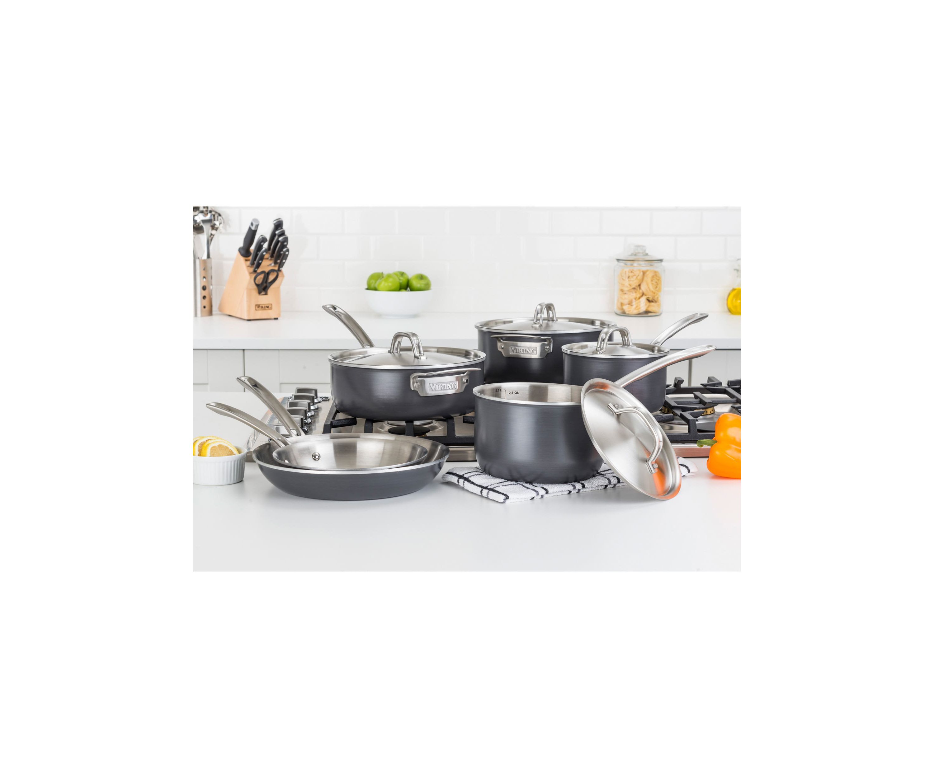 5 Ply Hard Anodized 10pc Cookware Set with Stainless Interior & Aluminum Core