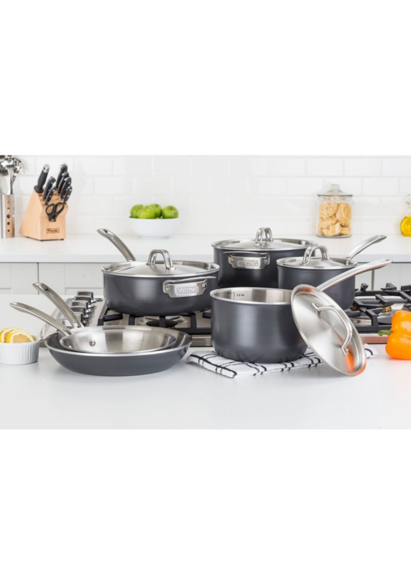 5 Ply Hard Anodized 10pc Cookware Set with Stainless Interior & Aluminum Core