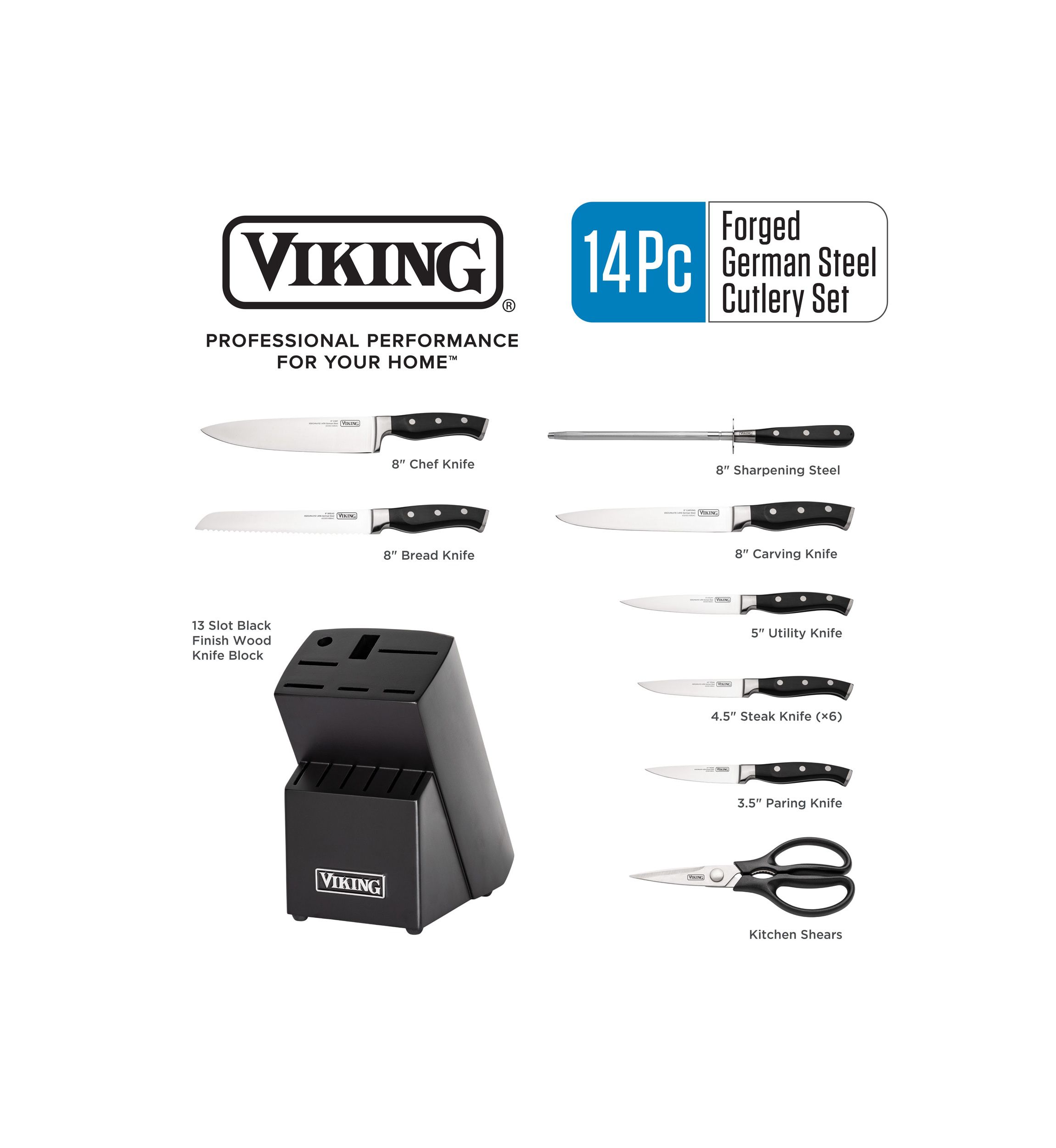 Viking 14pc Cutlery Set with Black Block