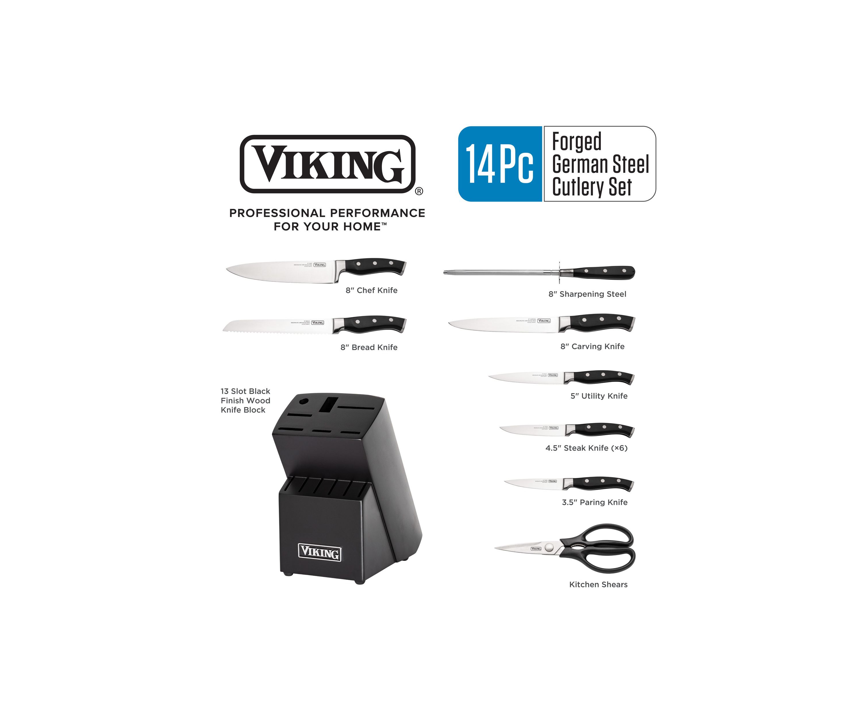 Viking 14pc Cutlery Set with Black Block