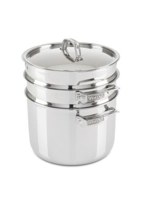 3-Ply 8 Qt Multi-Cooker/Pasta Pot w/ Bonus Steamer, Mirror Finish