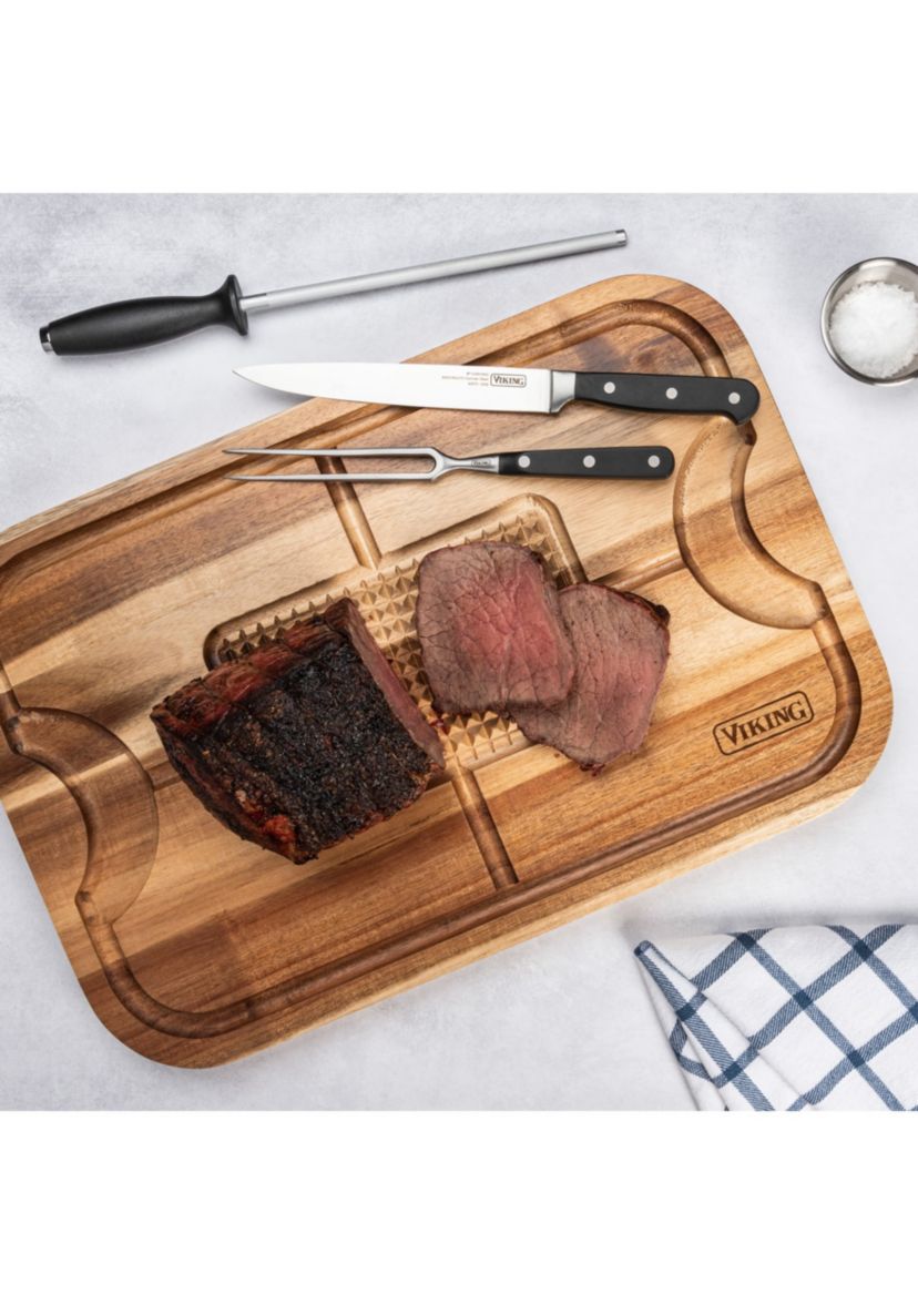 Carving Board with 3pc Carving Set