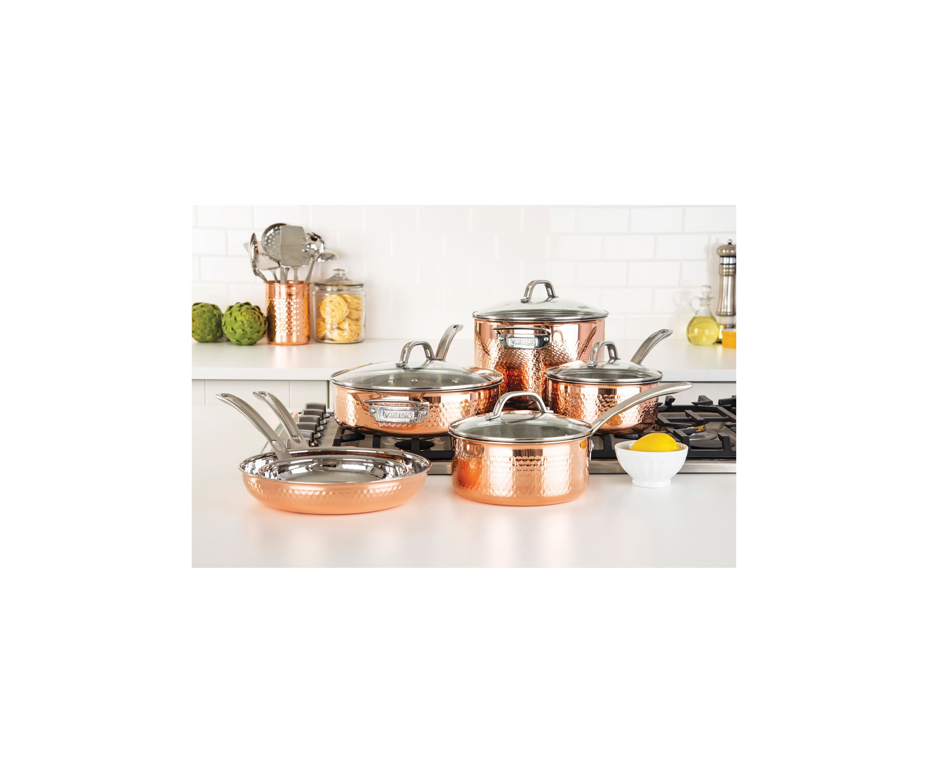 Copper Clad 3-Ply Hammered, 10 Piece Set