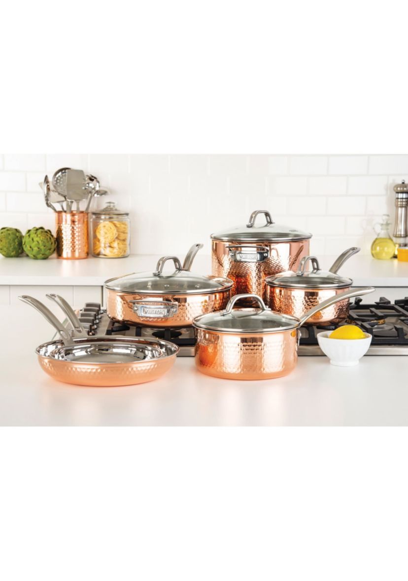 Copper Clad 3-Ply Hammered, 10 Piece Set