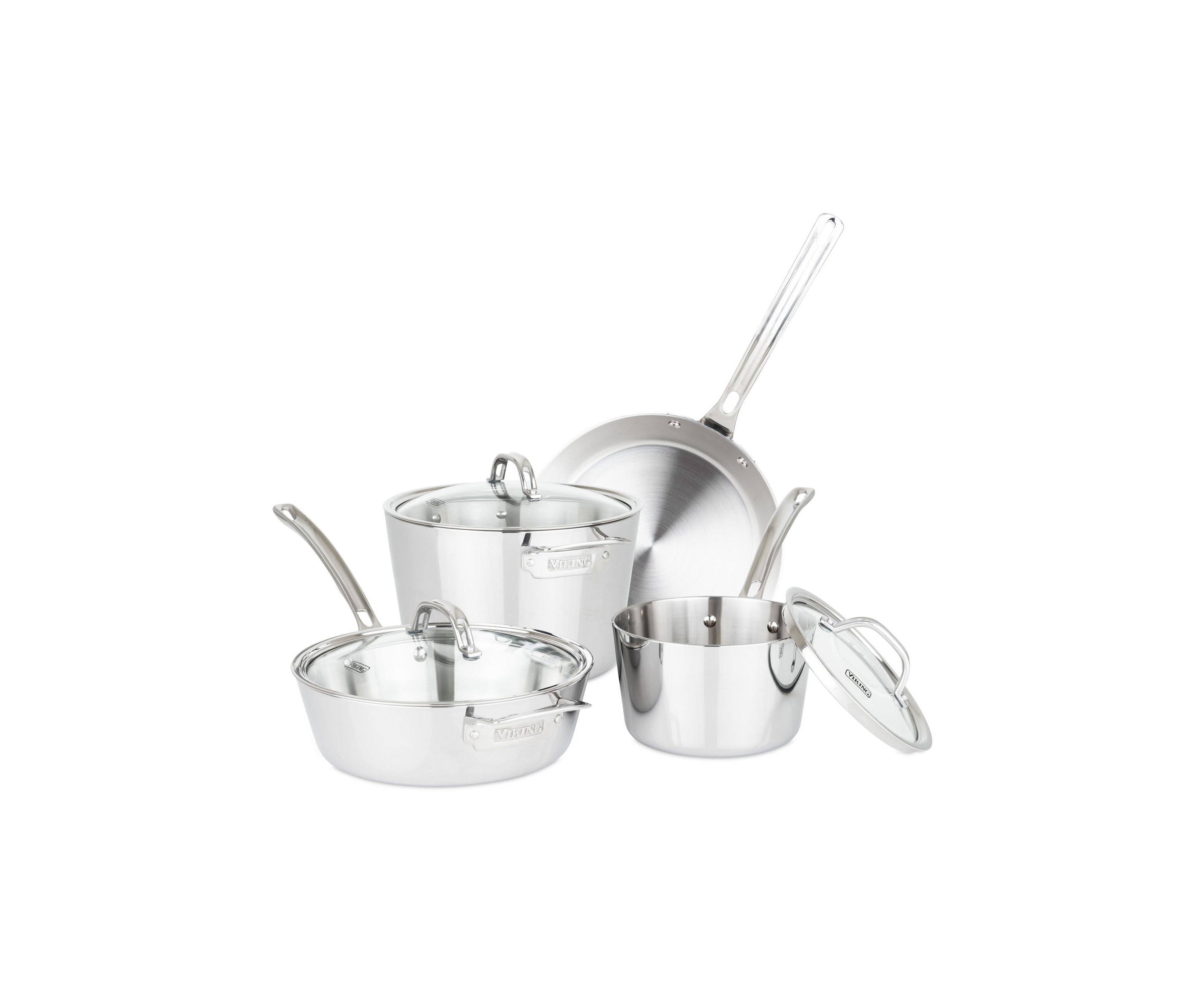 Contemporary 7 pc Cookware Set, Mirror Finish