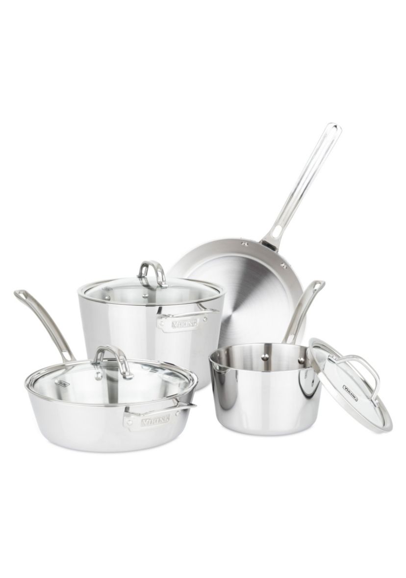 Contemporary 7 pc Cookware Set, Mirror Finish