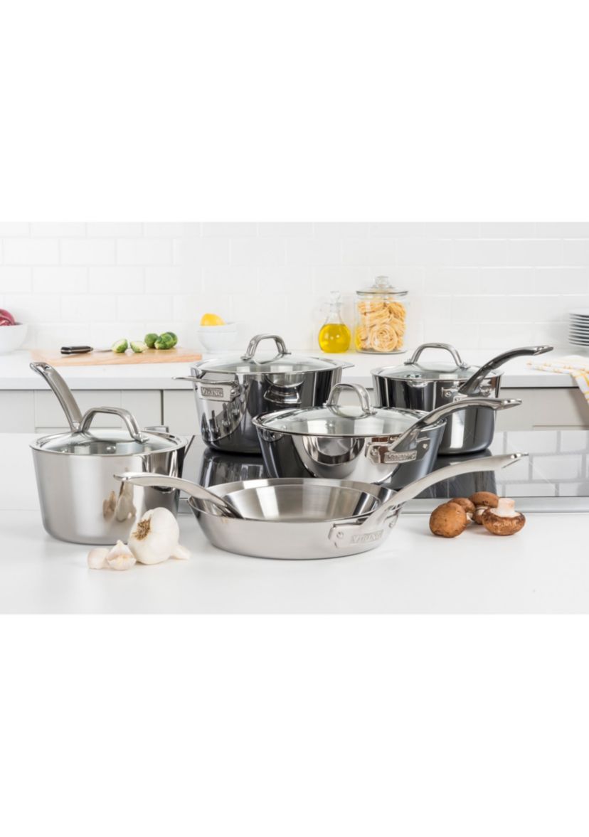 Contemporary 10 pc Cookware Set, Mirror Finish