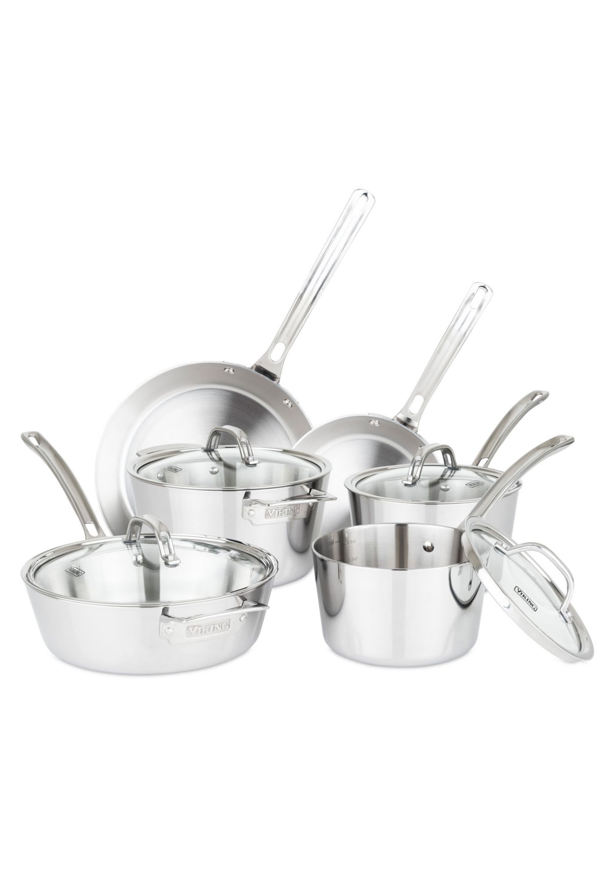 Contemporary 10 pc Cookware Set, Mirror Finish