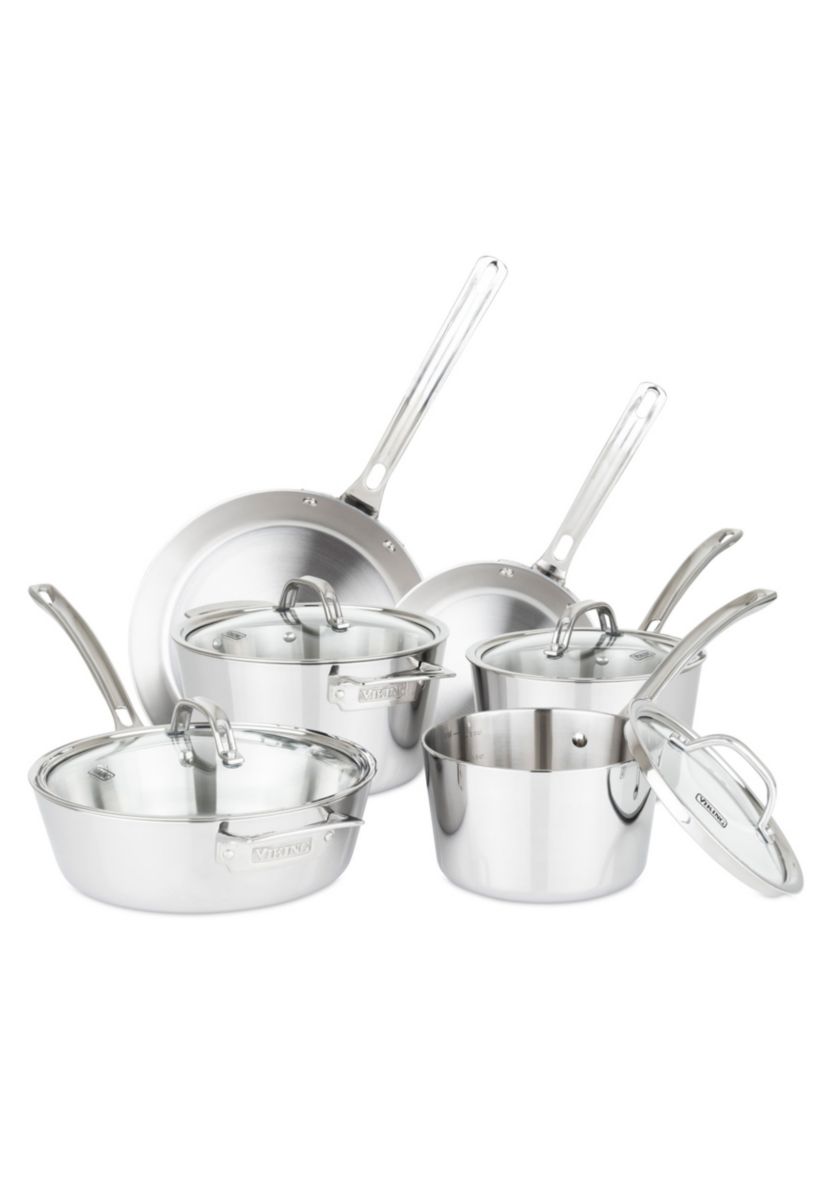Contemporary 10 pc Cookware Set, Mirror Finish