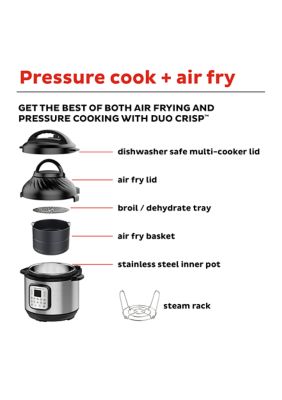 Instant Pot Duo Crisp 11 in 1, Electric Pressure Cooker with Air Fryer,  Roast, Bake, Dehydrate, Slow Cook, Rice Cooker, Steamer, Saute, 8 Quart, 14  On for Sale in Carlsbad, CA - OfferUp