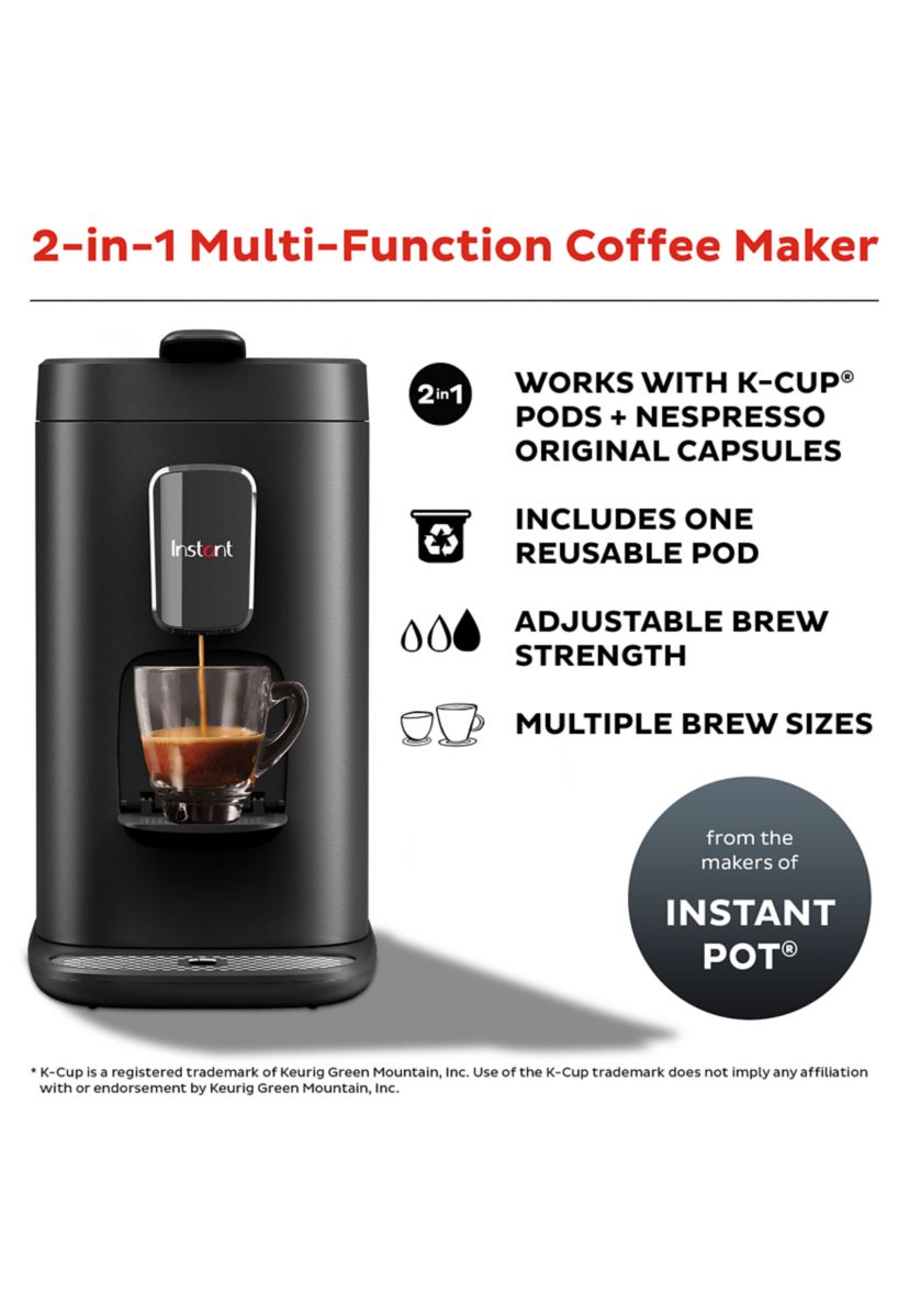 Instant 2-in-1 Multi-Function Coffee Maker, Compatible with K-Cup® Pods and Nespresso Capsules