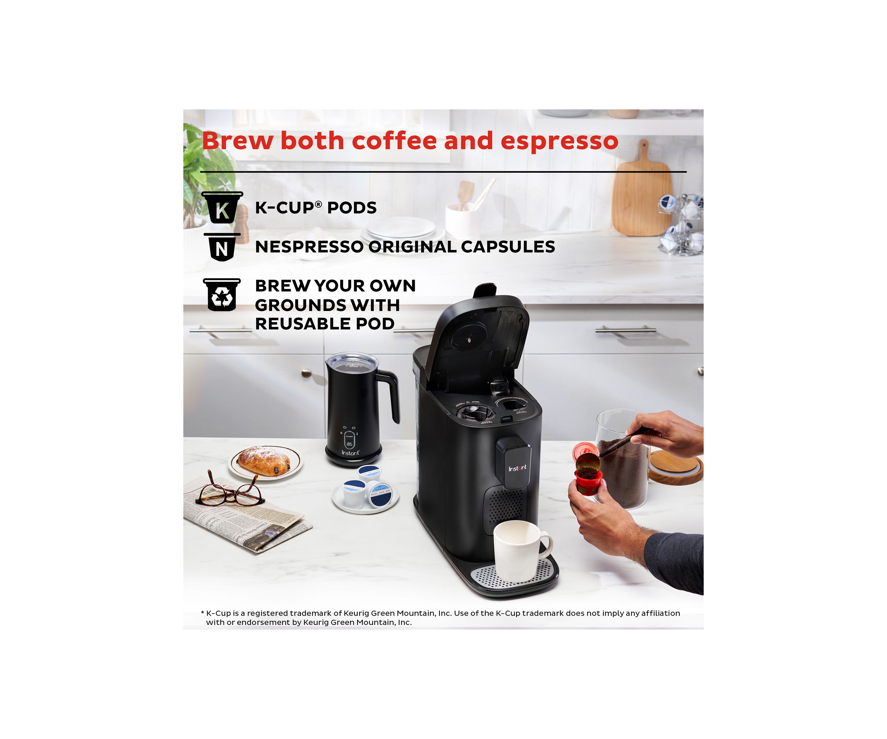 Instant 2-in-1 Multi-Function Coffee Maker, Compatible with K-Cup® Pods and Nespresso Capsules