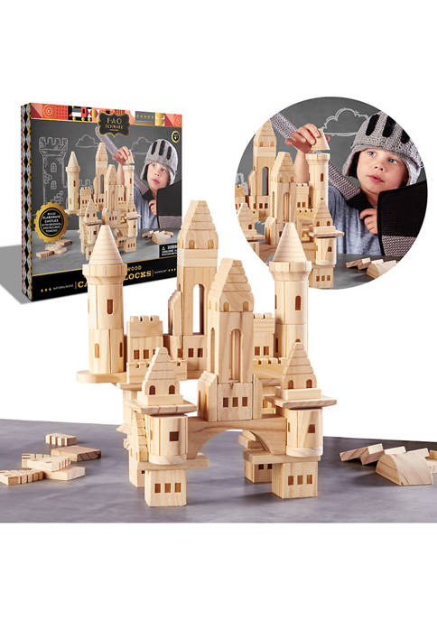 Medieval Knights & Princesses Wooden Castle Building Blocks - 75 Piece Set
