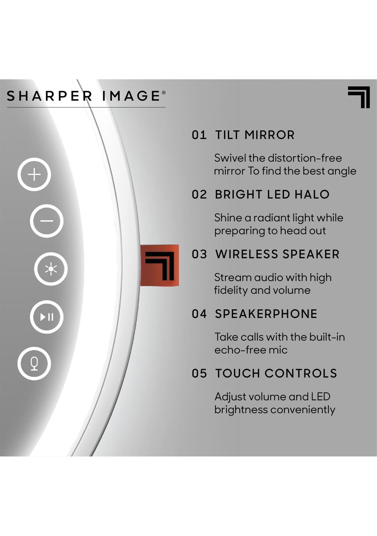 Vanity Mirror Round LED with Speaker Bluetooth