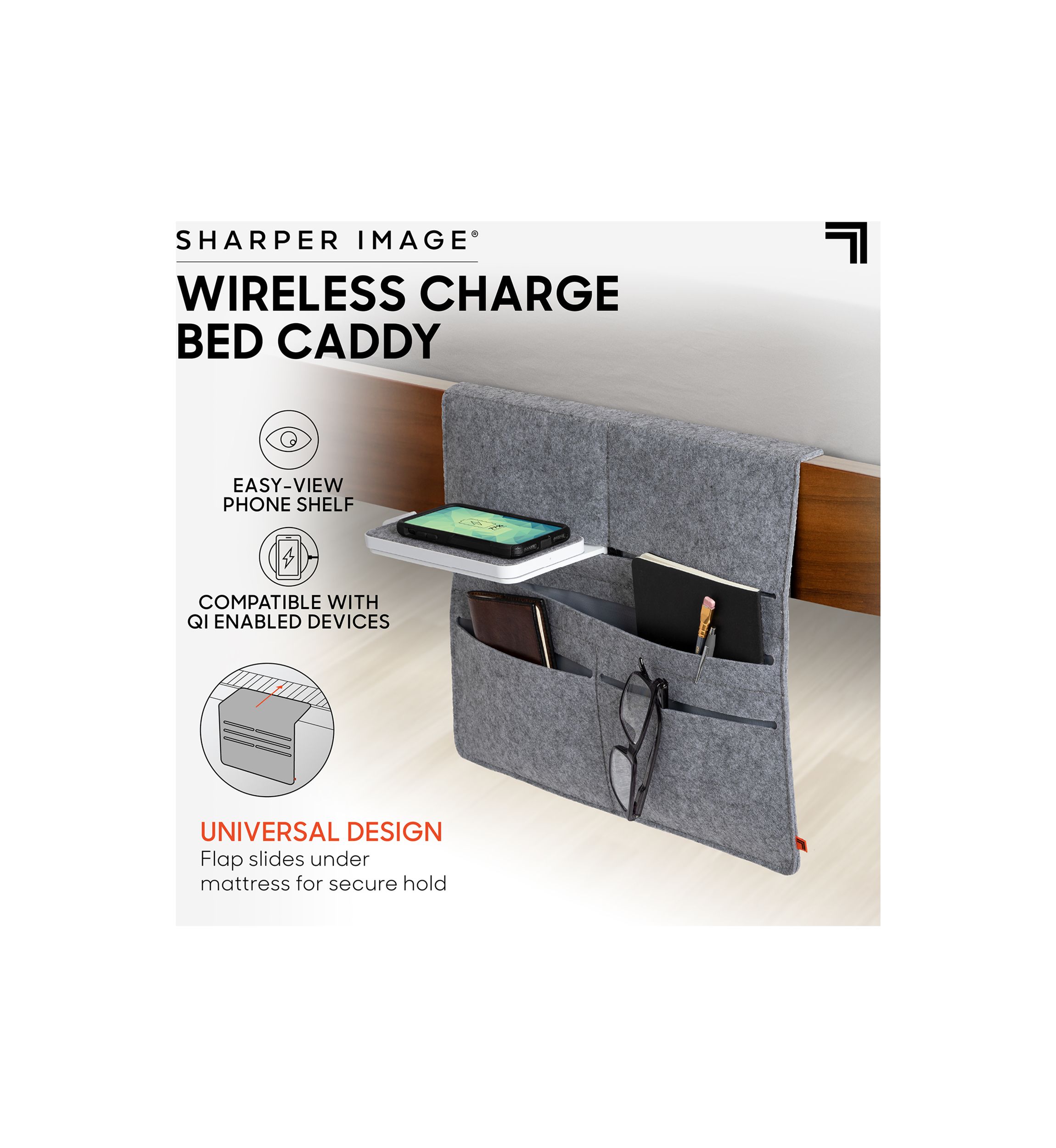 Wireless Charging Bed Caddy