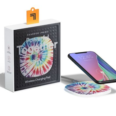 Sharper Image 5W Wireless Charging Pad With 6 Ft. Cord, Fast Charging, Compatible With Qi-Enabled Devices, Works With Case Up To 3Mm Thick, Tie Dye