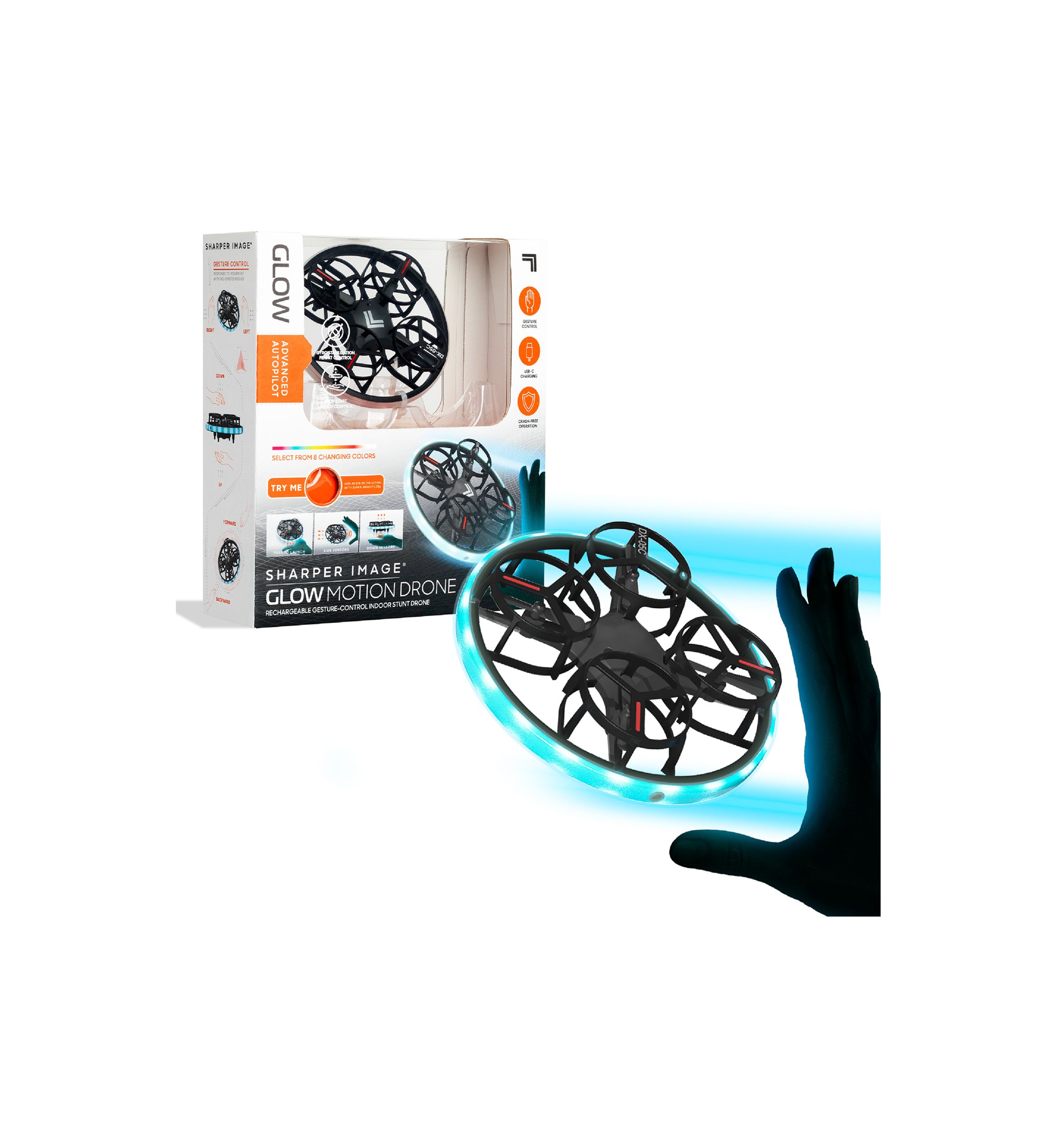 Glow Motion Rechargeable Gesture-Control Indoor Stunt Drone