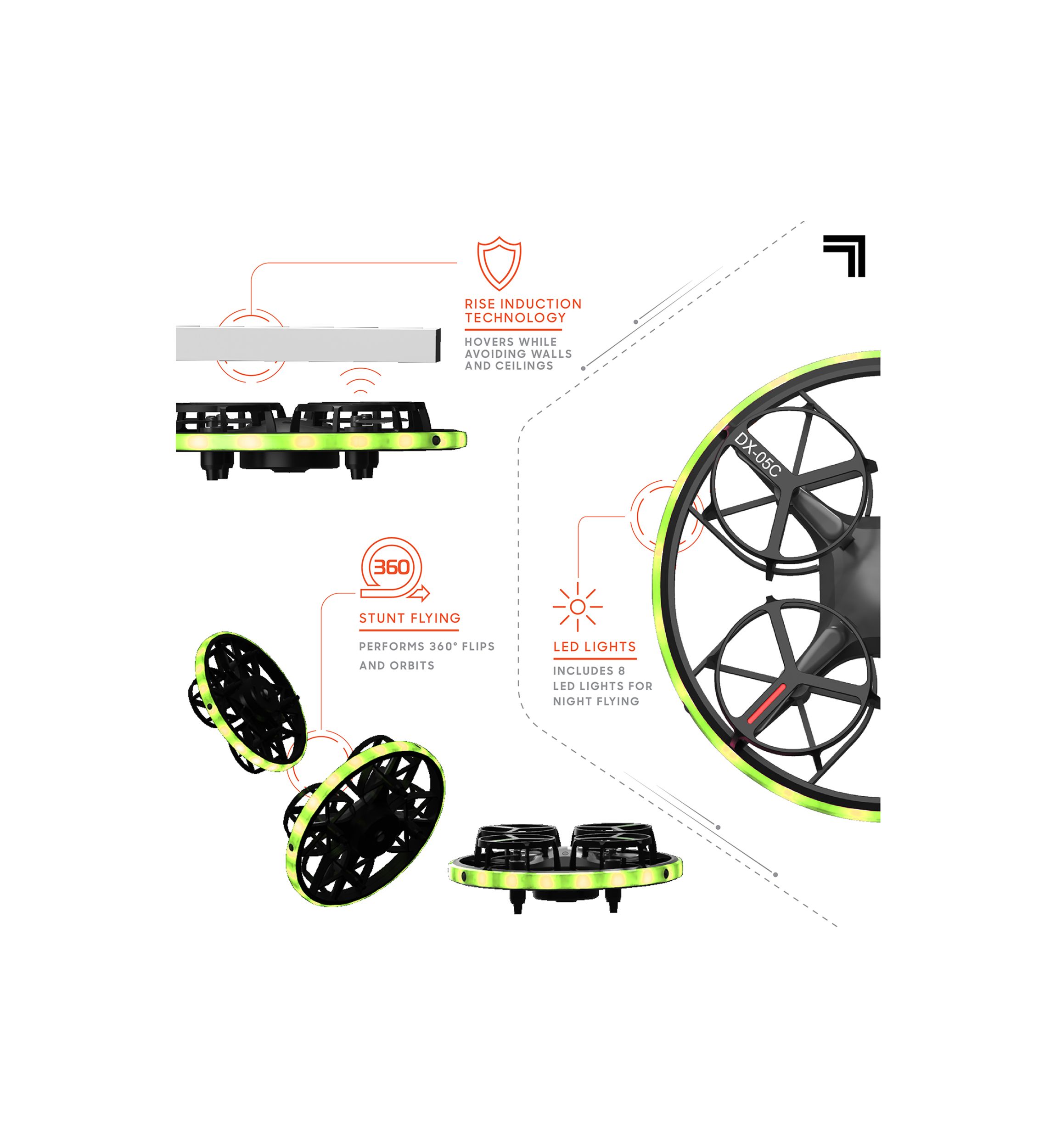 Glow Motion Rechargeable Gesture-Control Indoor Stunt Drone