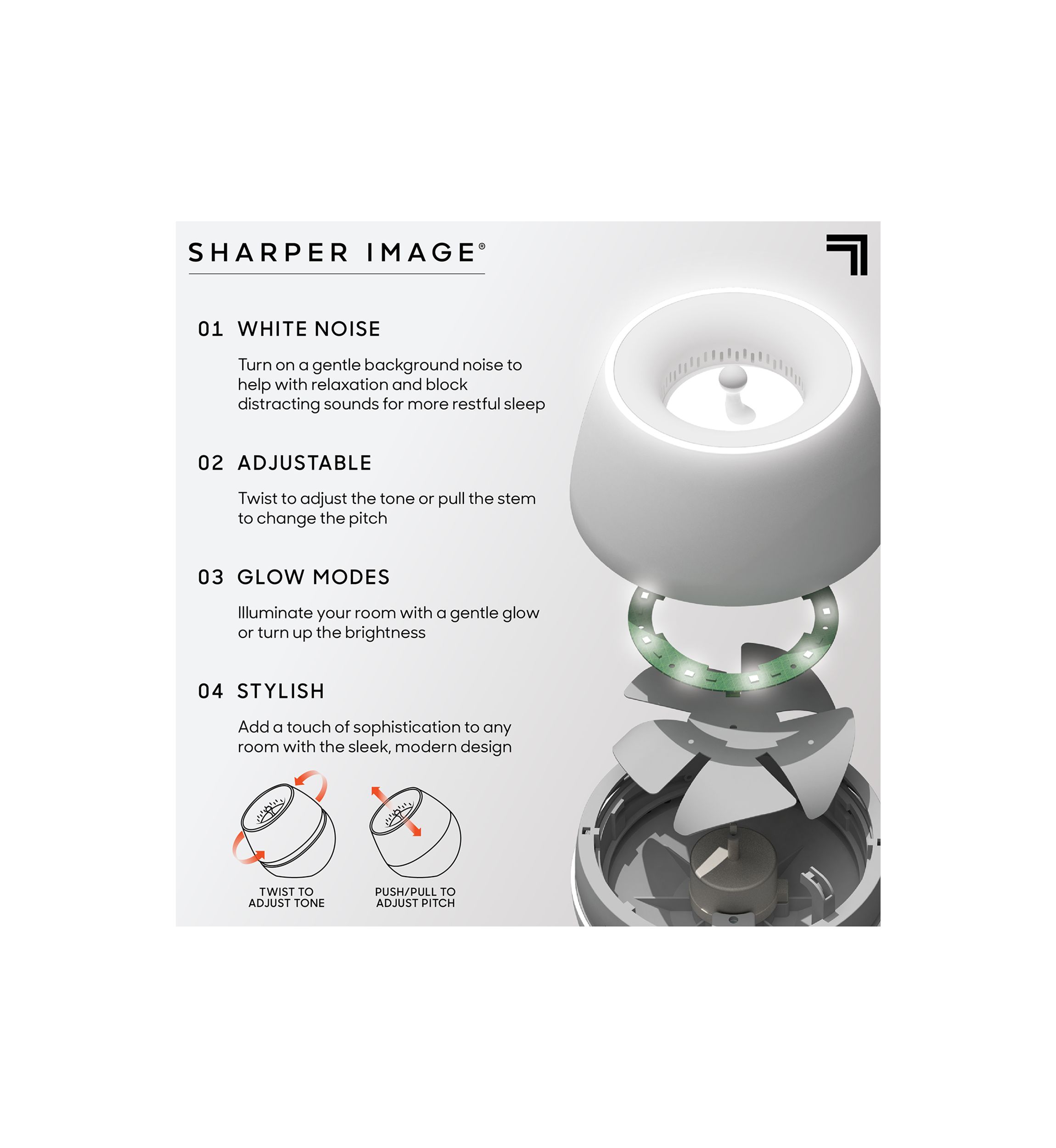 Sound Soother Wind, White Noise Machine With LED Glow