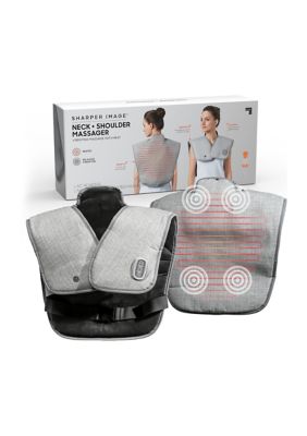 Sharper Image Heated Neck And Shoulder Massager For Pain Relief Adjustable Heat Level Wrap And Vibrating Massage Spa Therapy Home Remedy Solutions