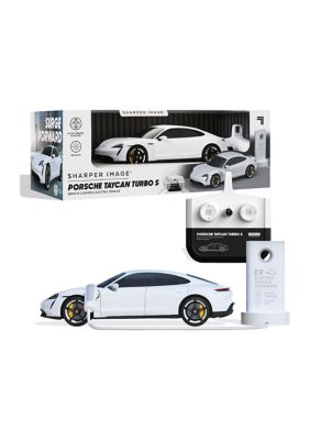 Sharper Image Porsche Taycan Turbo S Remote Control Electric Car With Led Lights And Usb-C Charging Station
